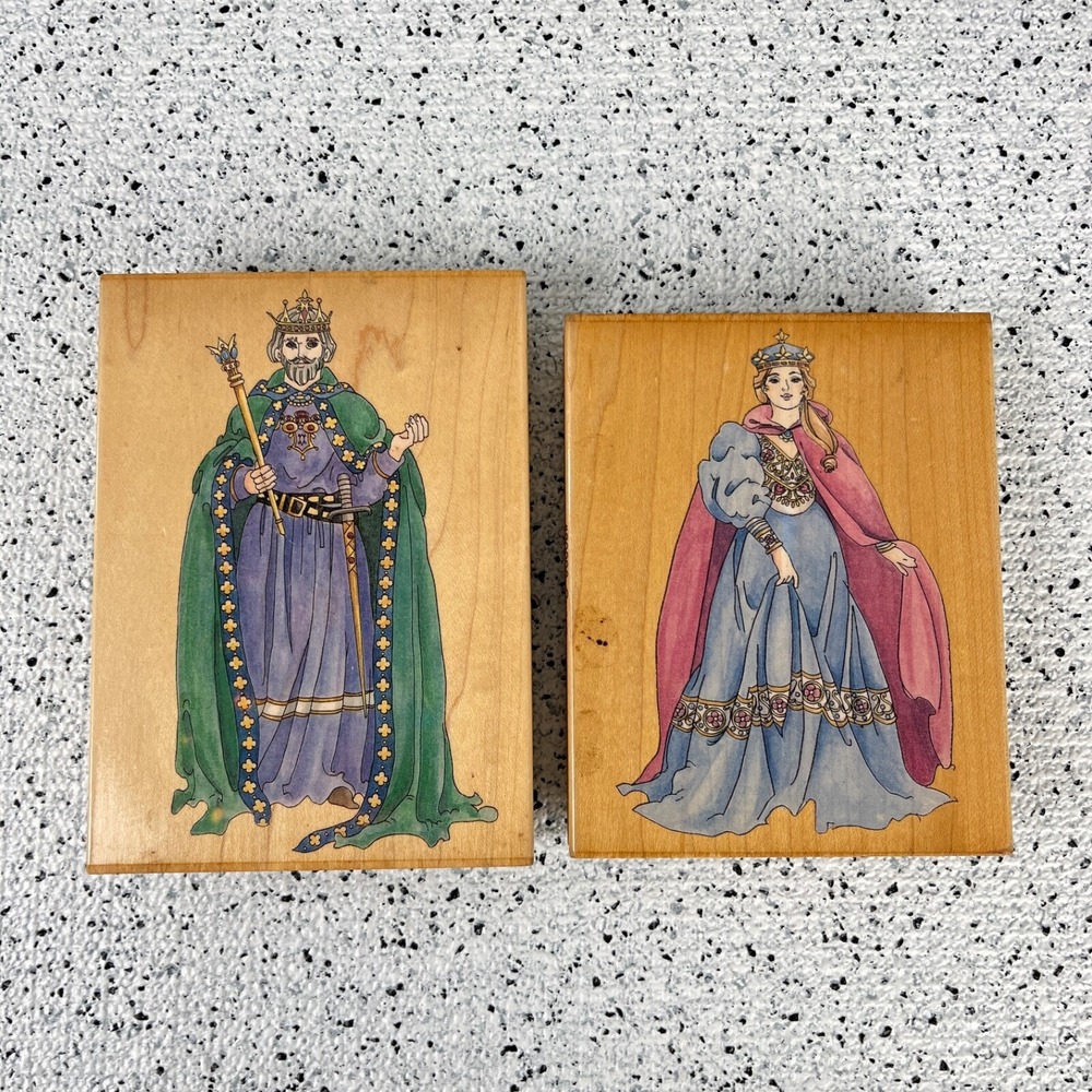 Rubber Stamps Lot of 2 Stamps Happen Inc. King 80095 Queen 80096 Fantasy